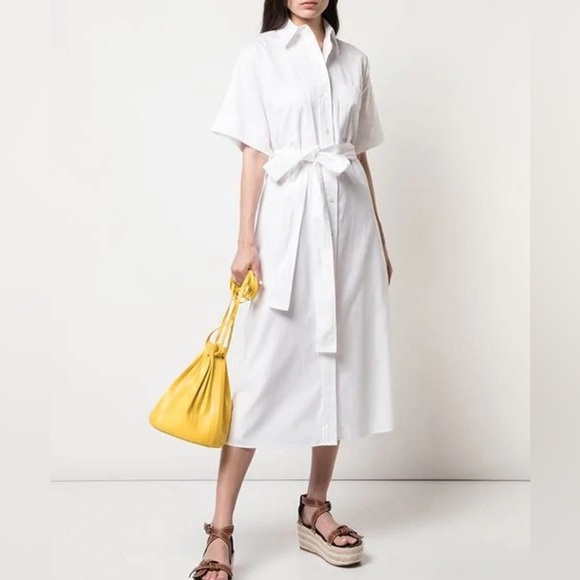 NWT Vince White Short Sleeve Utility Midi Shirt Dress - Picture 1 of 10